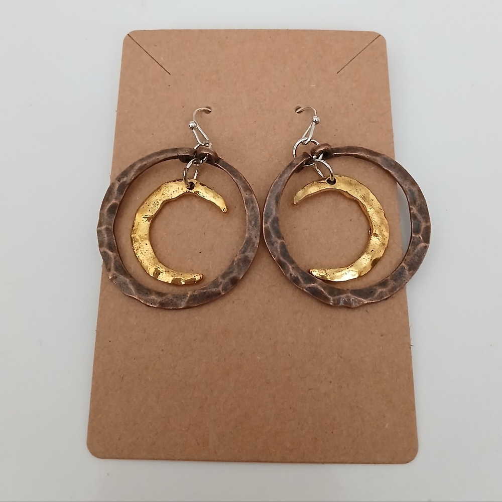 Fashion Jewelry Gold and Brown Circle Earrings